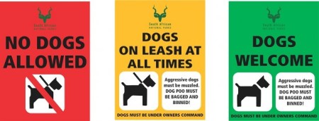 Dog owners are responsible for following the guidelines and restrictions set in place by Sanparks Dog owners are responsible for following the guidelines and restrictions set in place by Sanparks