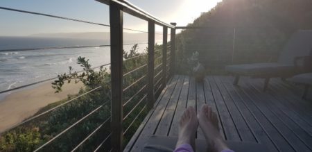 Outside balcony of Luxury Azure Villa in Wilderness