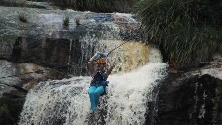 Safely zipline across three breathtaking waterfalls